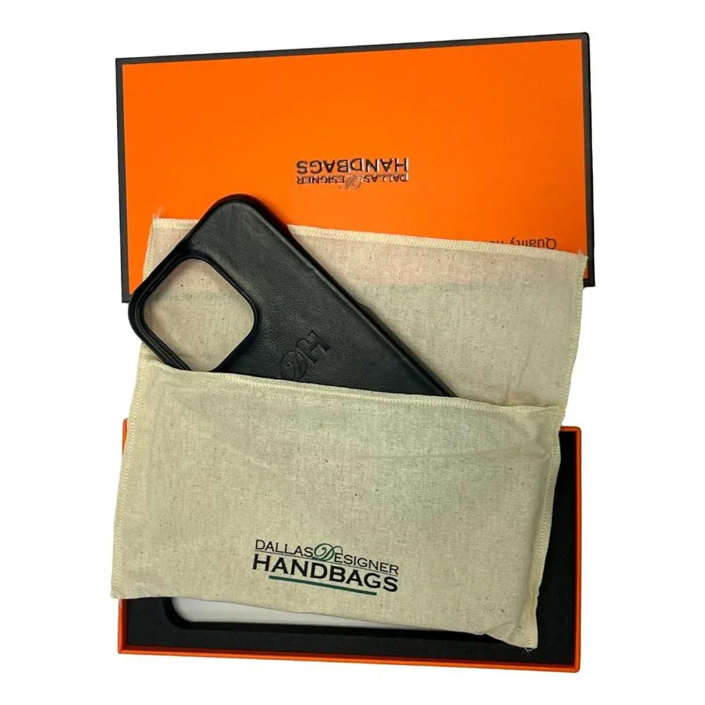 DALLAS DESIGNER HANDBAGS Leather iPhone 15 Pro Max MagSafe Phone Case Black